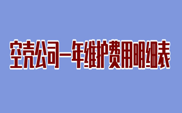 空壳公司一年维护费用明细表